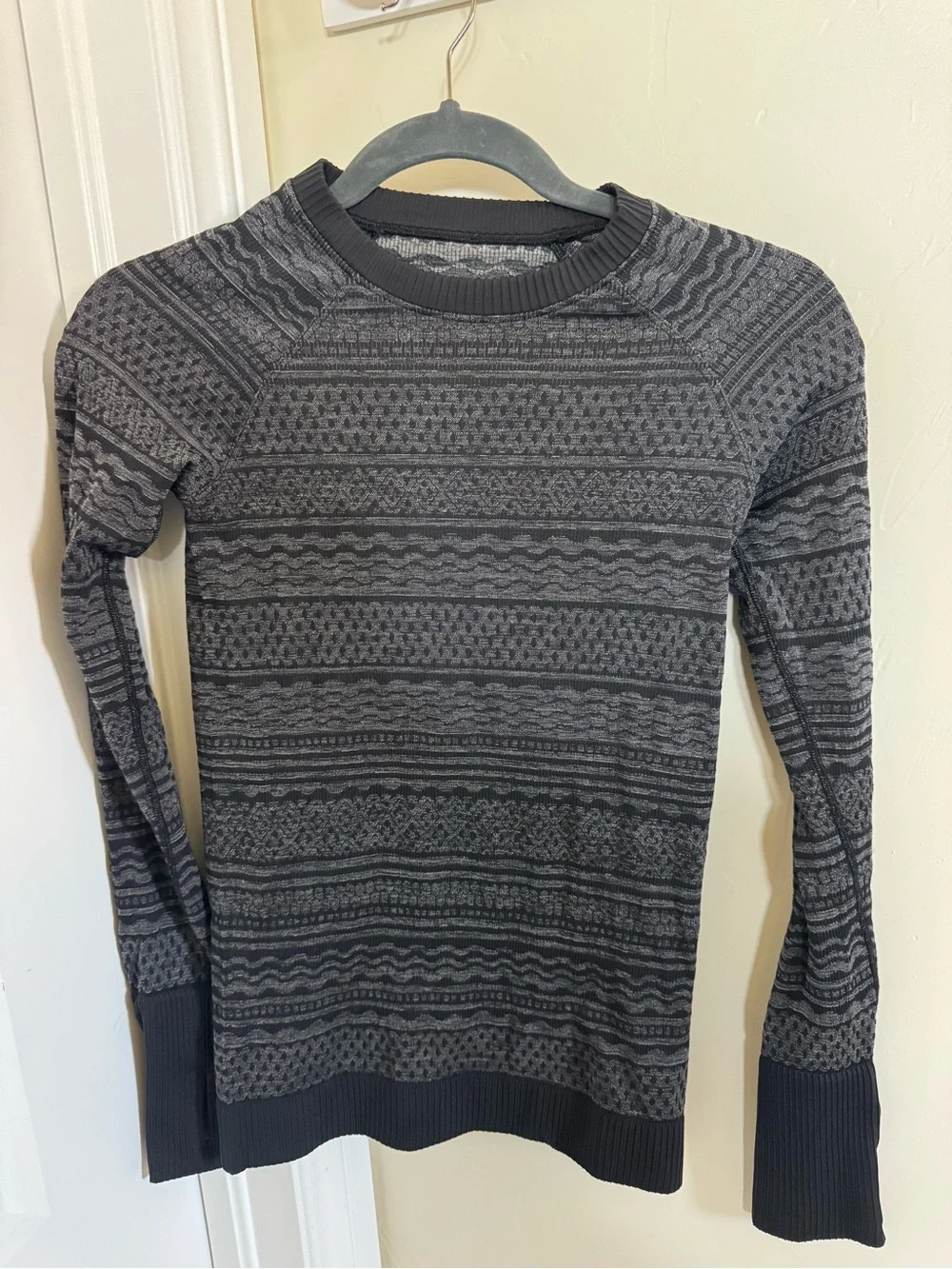lululemon athletica Black & Charcoal Patterned Crew Sweater